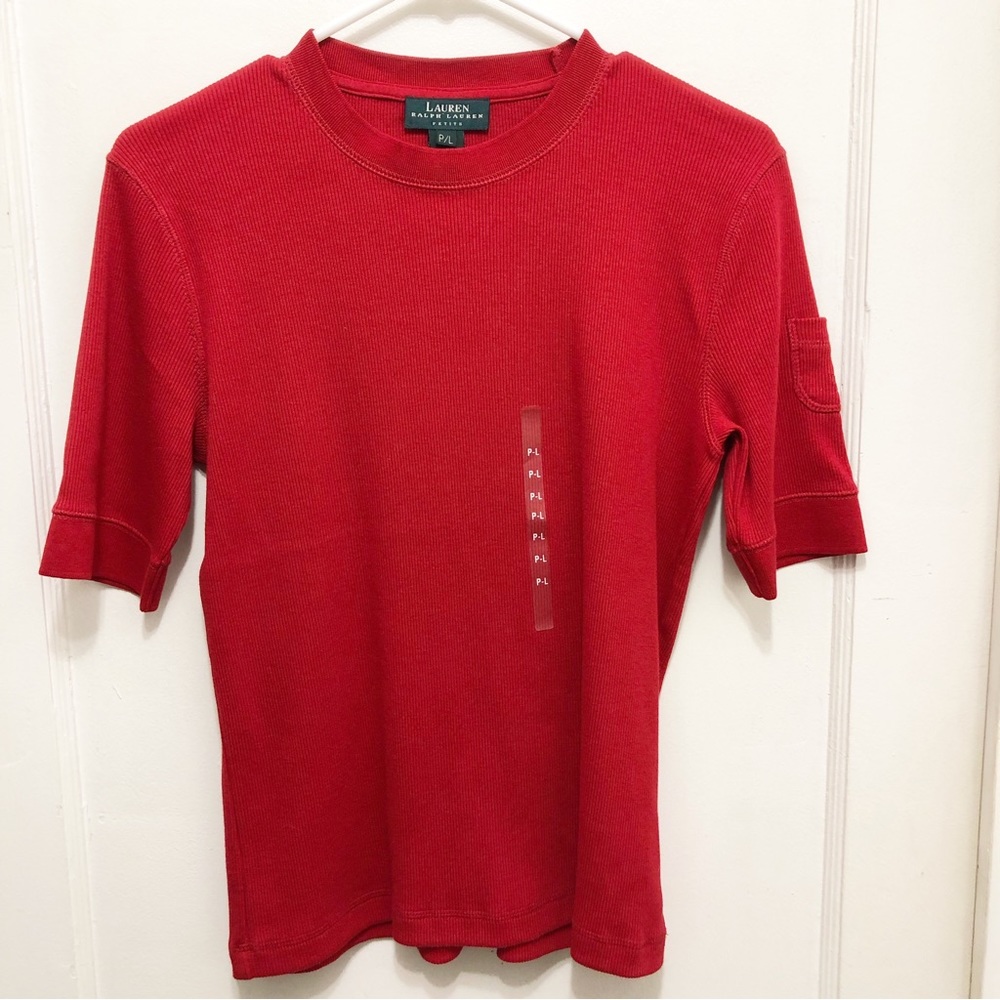 Lauren Ralph Lauren Tahiti Highlights Top Jewel Red Size Petite Large